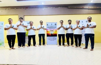 CGI, Sittwe celebrated a pre-event of 10th International Day of Yoga in collaboration with EoI, Yangon at Bhootnath Temple, Yangon on 8 June, 2024